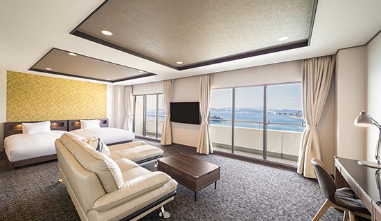 Classic Junior Suite, Japanese-Western style, 2 single beds, 4 futon sets, Ocean view